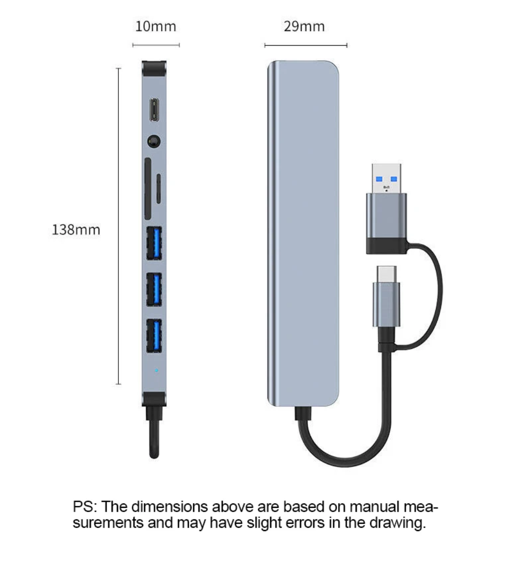🔌 Adaptateur USB-C 8-en-1 – Multiport Universelle