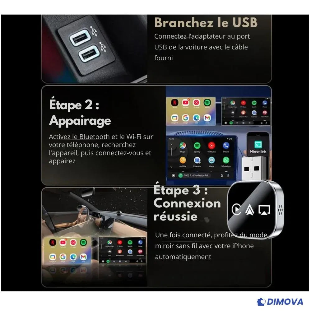 Adaptateur CarPlay sans fil 3-en-1 amélioré (2026)