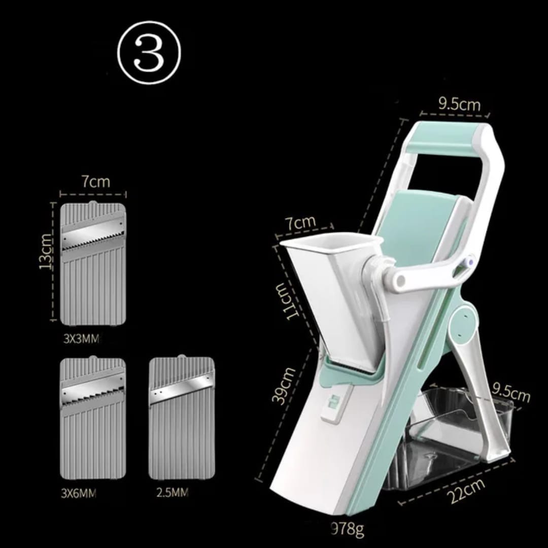 🔥 Coupe-Légumes Multifonction 5-en-1 – Mandoline de Cuisine Sécurisée