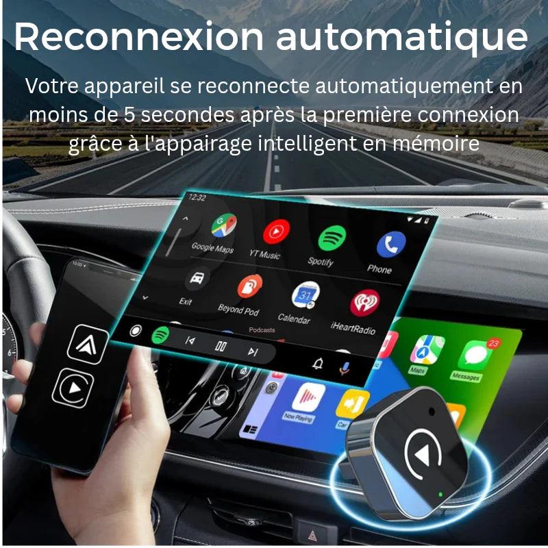 Profitez maintenant de Carplay sans fil, Connexion Automatique Bleutooth ou Wifi zéro câble