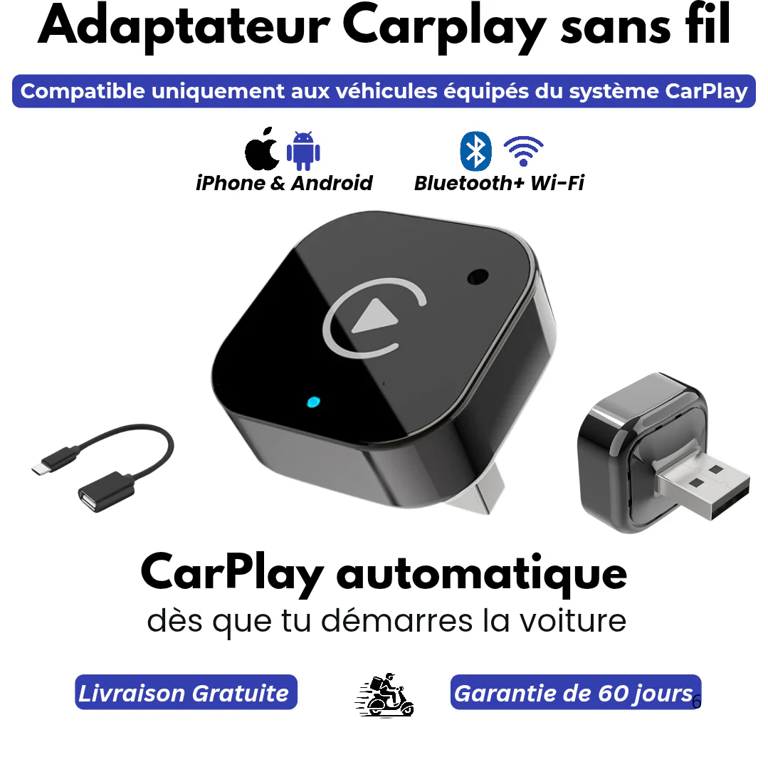 Profitez maintenant de Carplay sans fil, Connexion Automatique Bleutooth ou Wifi zéro câble